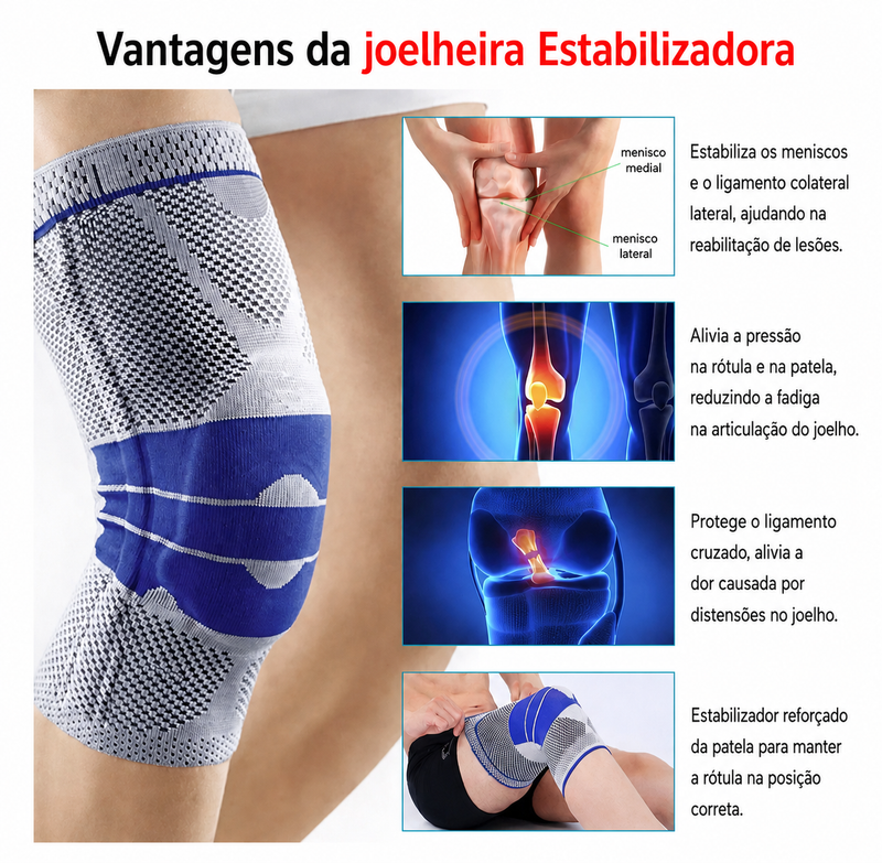 KIT 02 unidade Joelheira Estabilizadora, com haste flexível e anel de silicone