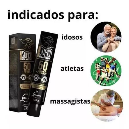 Pomada Massageadora Super Black 50 Ervas 3, 2 ou 1 unidades